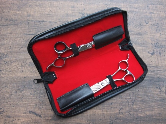 セニングシザー2本セット レザーケース付き レザーシザーケース2丁収納│SEKINO SCISSORS FACTORY,Inc:理